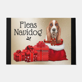 Tapete Engraçado cesto de natal pulgas navidog xmas
