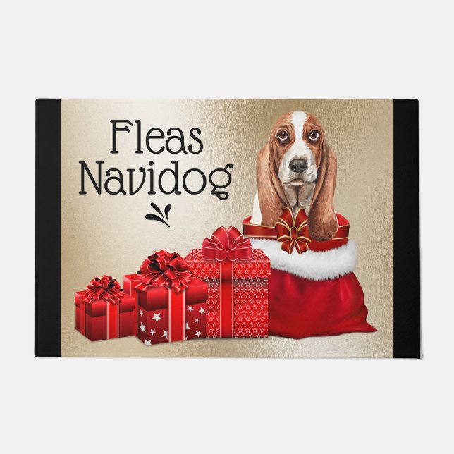 Tapete Engraçado cesto de natal pulgas navidog xmas (Frente)