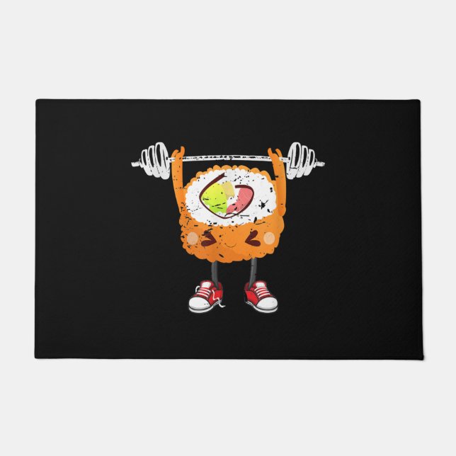 Tapete Engraçado Comida Japonesa Giro Levantamento de Pes (Frente)