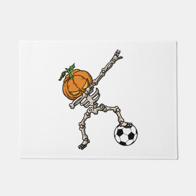 Tapete Engraçado Dabbing Pumpkin Head Soccer Ideia (Frente)
