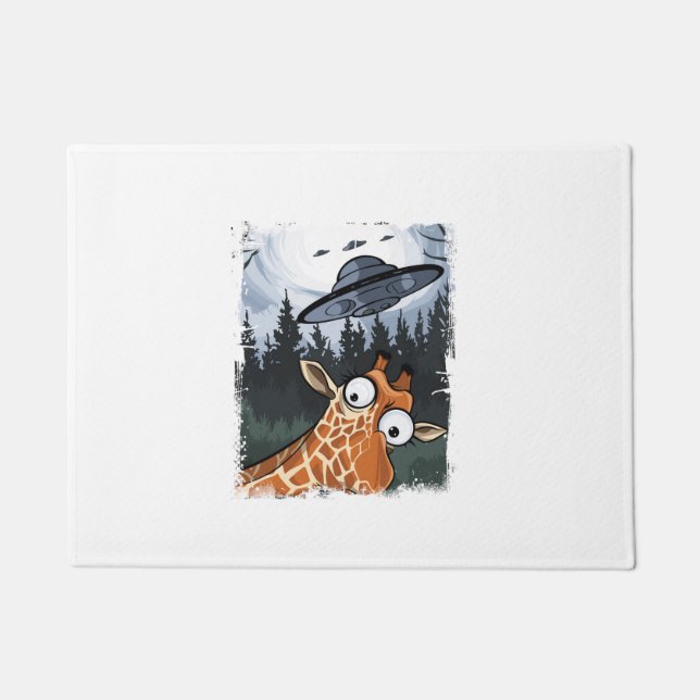 Tapete Engraçado Giraffe UFO Zoo Animal Esquisito Memória (Frente)