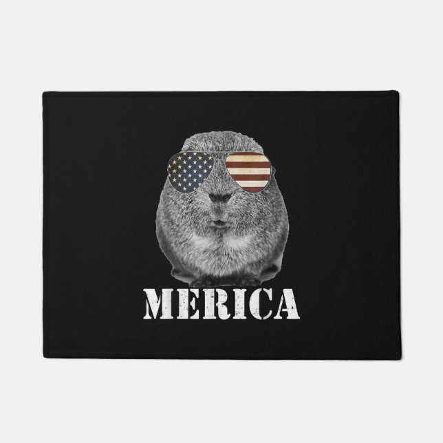 Tapete Engraçado Guiné Pig Merica Bandeira Patriótica Dos (Frente)