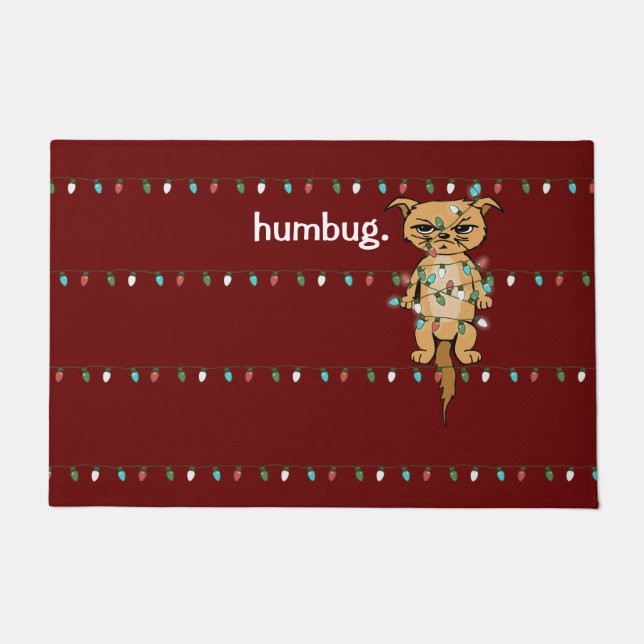 Tapete Engraçado Humbug Tangeu Grumpy Xmas Cat Berry Holi (Frente)
