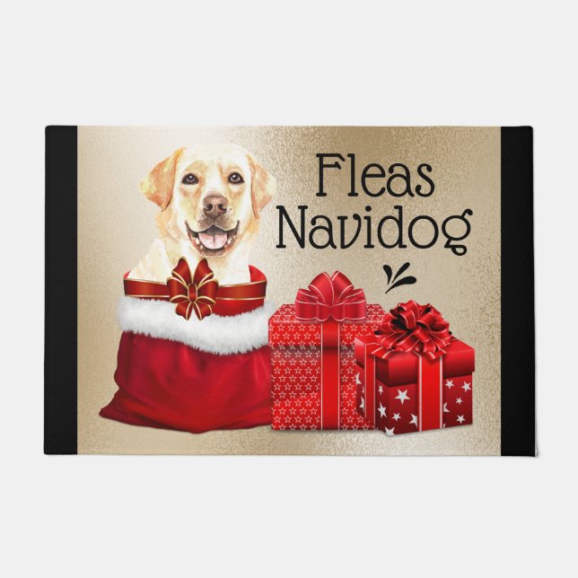 Tapete Engraçado Labrador presentes de natal (Frente)