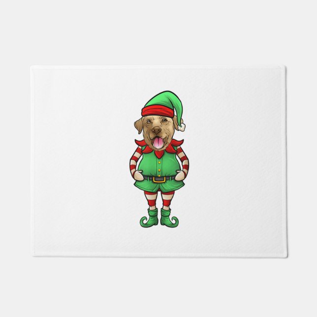 Tapete Engraçado Natal Elf Yellow Lab Dog Yellow Labrador (Frente)