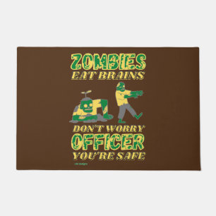 Tapete Engraçado porta "ZOMBIES COMEM CÉREBROS..."