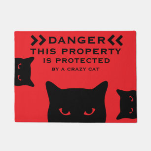 Tapete Engraçado Portão de Gato Perigoso