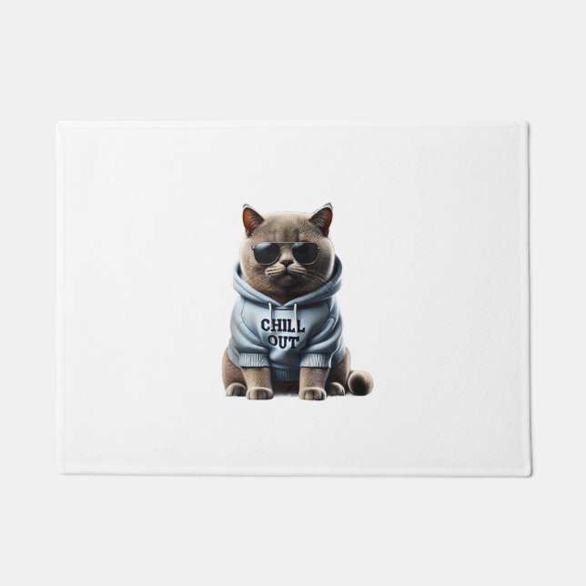 Tapete Engraçado Preguiçoso, Gato de Cabeça-de-Obra Britâ (Frente)