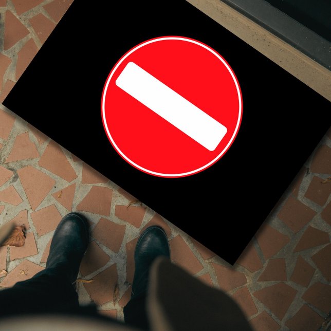 Tapete Engraçado Símbolo "Não Entre" Introduzir Anti-Soci (This funny "do not enter" symbol doormat is perfect for introverts, the antisocial, and happy loners)