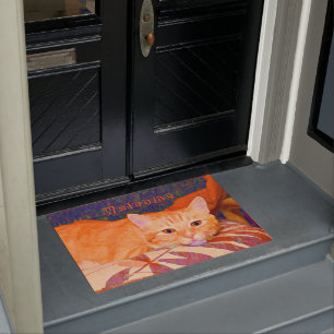 Tapete Engraçado Tabby Cat Laranja Brilhante