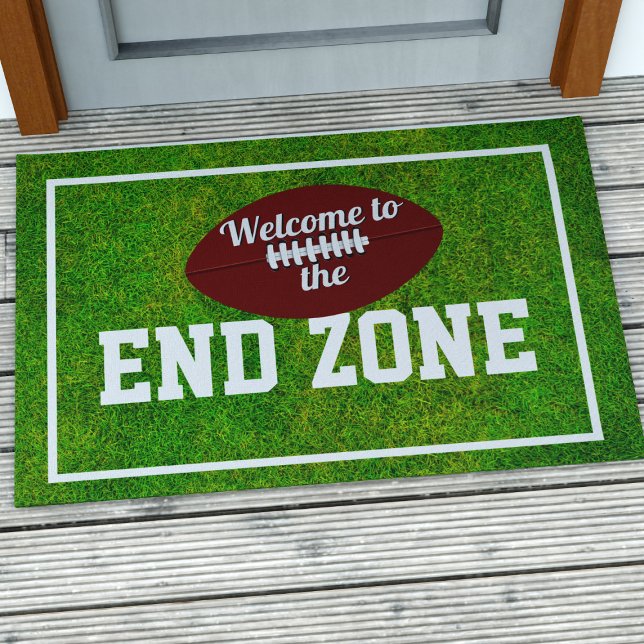 Tapete Engraçado Theme End Zone Doormat Americano de Fute (Welcome to the end zone! Fun doormat for american football fans)