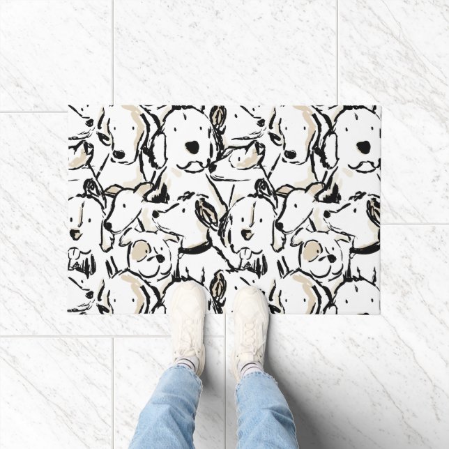 Tapete Esboço de cachorrinho fofo - Preto e Branco (Interior)