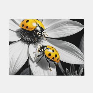 Tapete Escaravelho Amarelo Na Flor Branca Preta
