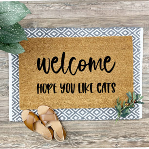 Tapete Espero Que Você Goste De Gatos Bem-Vindos À Mat