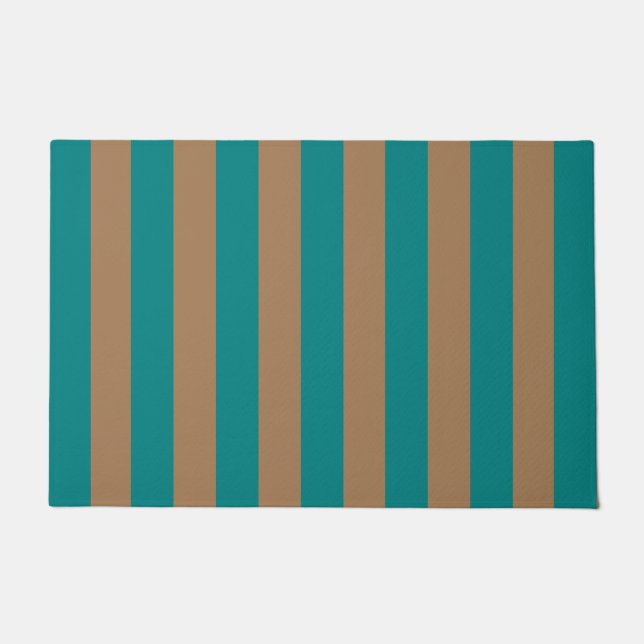 Tapete Espessura Vertical Stripes Teal E Castanho Stripes (Frente)