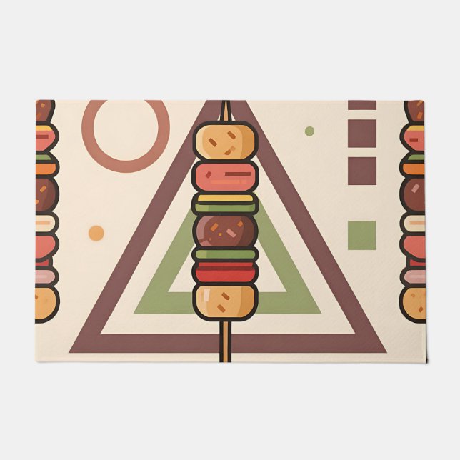 Tapete Espetos Coloridos de Dango com Padrão Geométrico (Frente)