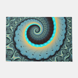 Tapete Espiral de Arte Fractal Laranja abstrato azul Turq