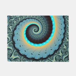 Tapete Espiral de Arte Fractal Laranja abstrato azul Turq