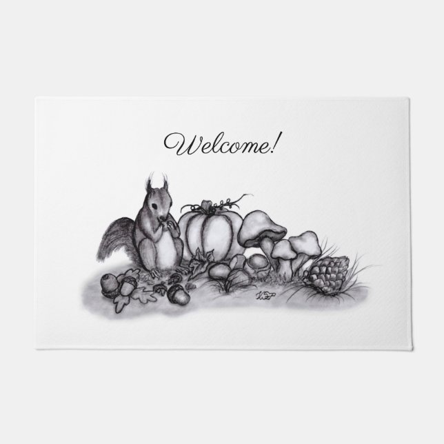 Tapete Esquilo no outono, bem-vindos (Frente)