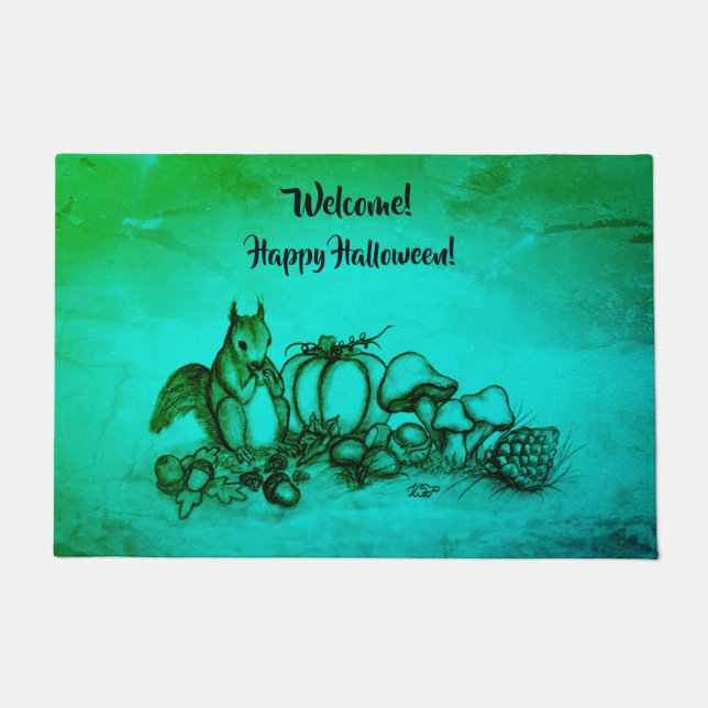 Tapete Esquilo no outono, Feliz Halloween! (Frente)