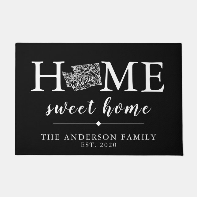 Tapete Estado Personalizado de WASHINGTON de Cor Editável (Frente)