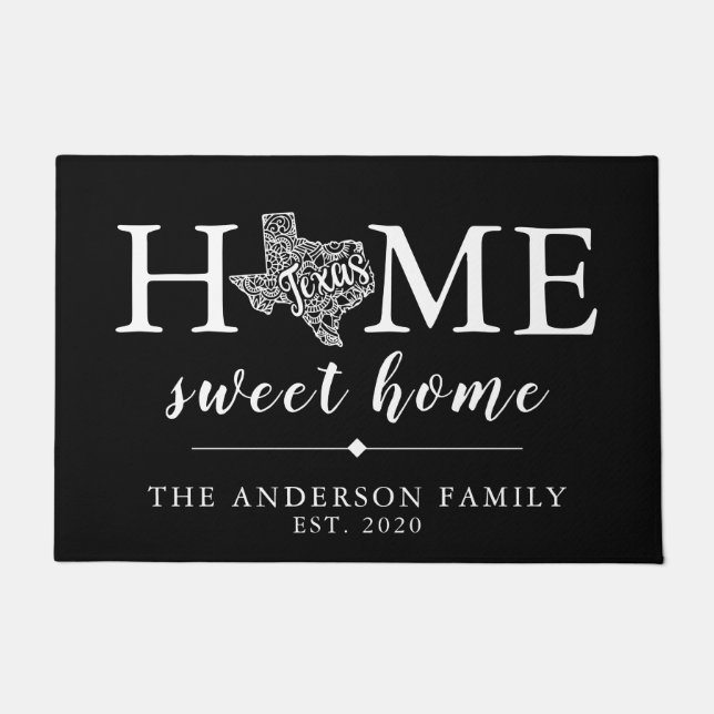 Tapete Estado Personalizado TEXAS de Cor Editável (Frente)