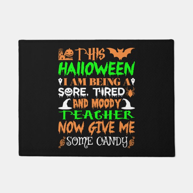 Tapete Este Halloween Está Sendo Candy Professora Cansado (Frente)