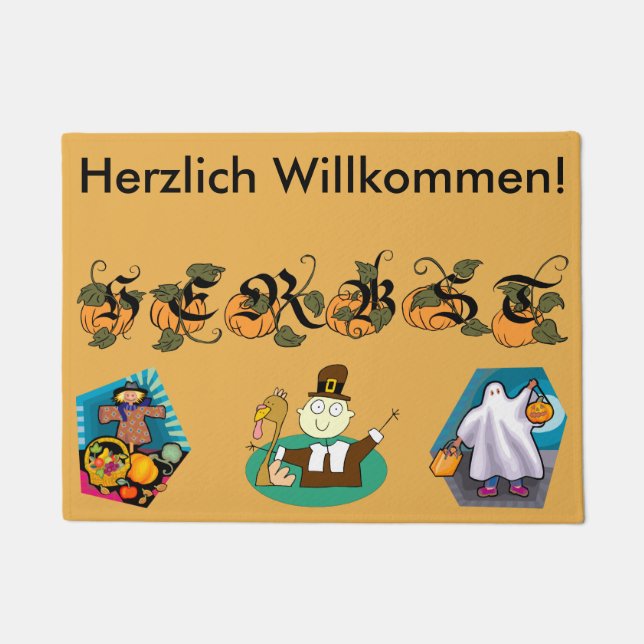 Tapete Esteira bem-vinda alemão da queda (outono) (Frente)