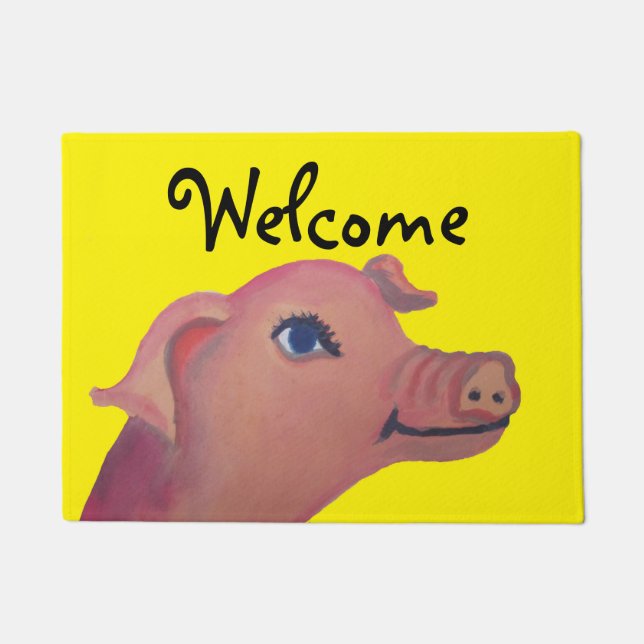 Tapete esteira bem-vinda do porco amarelo (Frente)