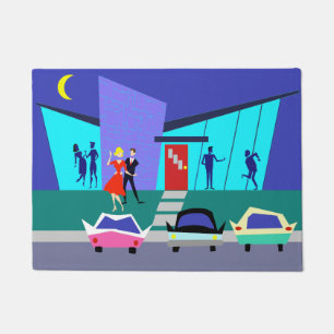 Tapete Esteira de porta aberta retro da festa em casa