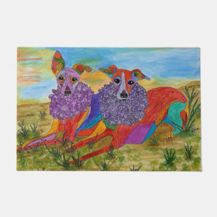 Tapete Esteira de porta colorida 18" do galgo italiano x