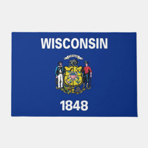 Tapete Esteira de porta com a bandeira de Wisconsin, EUA