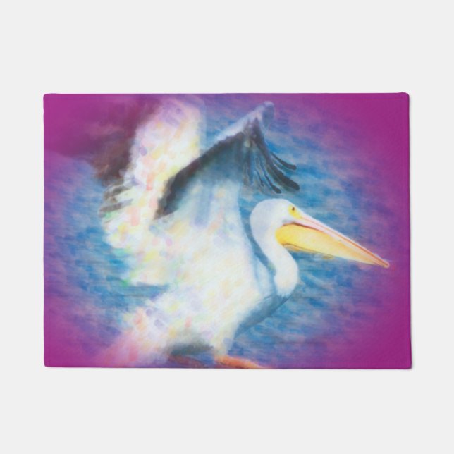 Tapete esteira de porta do pelicano 17 da aguarela (Frente)