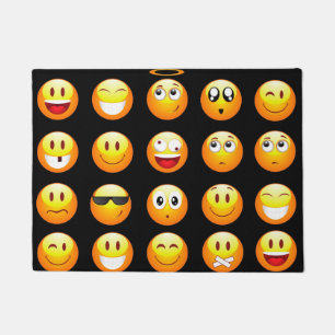 Tapete esteira de porta preta do doormat dos emojis