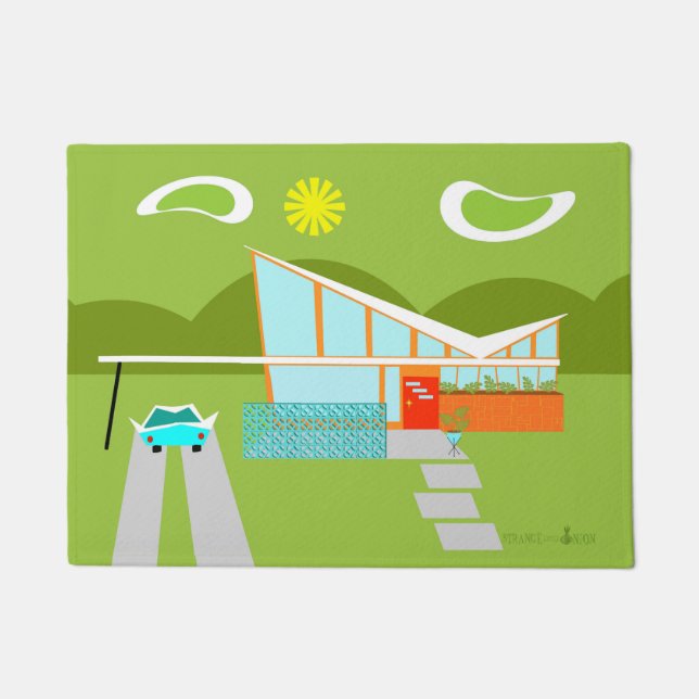 Tapete Esteira de porta retro da casa do Palm Springs (Frente)