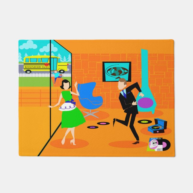 Tapete Esteira de porta retro feliz dos pais (Frente)