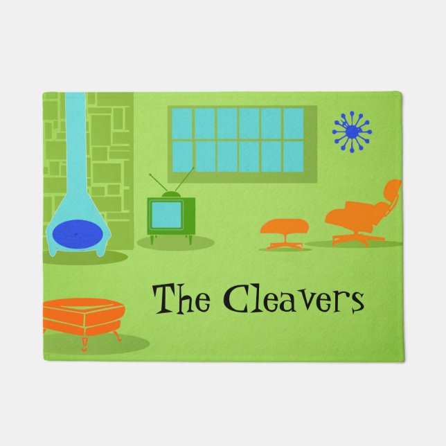 Tapete Esteira de porta retro moderna do meio século (Frente)