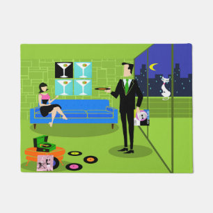 Tapete Esteira de porta urbana retro do casal dos