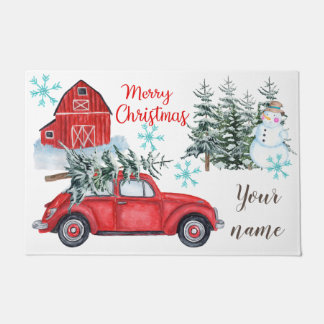 Tapete Esteira de porta vermelha do Natal do carro