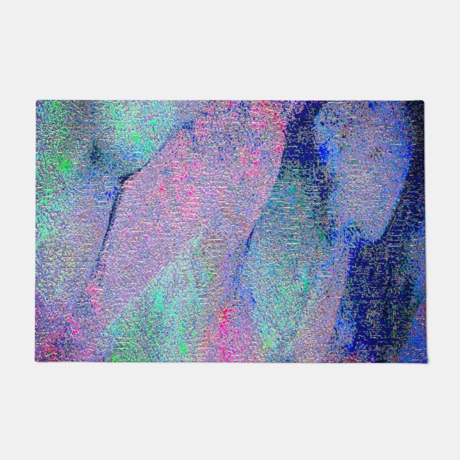 Tapete Estilo de couro rugoso com tinta vestida, tons azu (Frente)