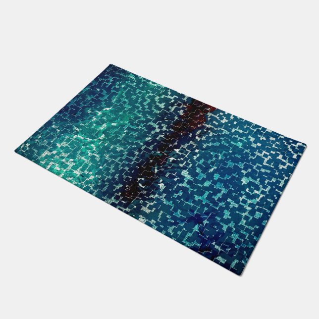 Tapete Estilo de mosaico azul cianês em vidro martelado g (Inclinado)