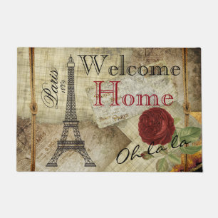 Tapete Estilo de Vintage de Paris - Rosa vermelha
