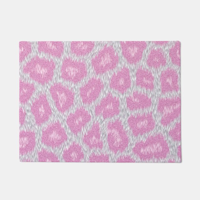 Tapete Estilo do leopardo de neve - rosa de prata (Frente)