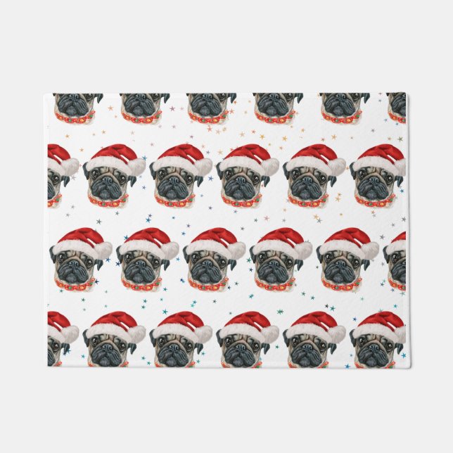 Tapete Estrelas de Natal de Pug Dog Breed (Frente)