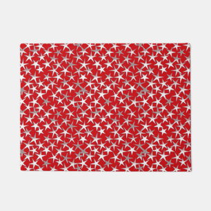 Tapete Estrelas de Textura Metálica de Prata em Vermelho 