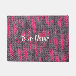 Tapete Estrutura de lã em forma de joelho com cor rosa e