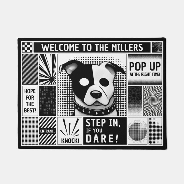 Tapete Eterno personalizável bento grid pop art design bw (Frente)