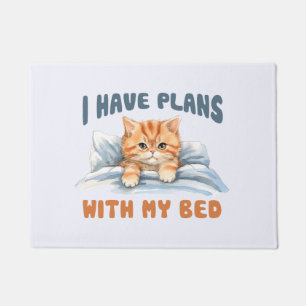 Tapete Eu tenho planos com minha cama - Gato Laranja Louc
