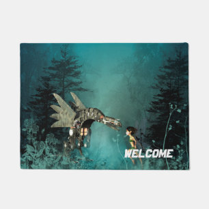 Tapete Fada bonito com dragão do vapor em uma floresta d