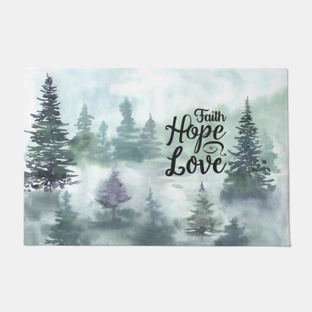 Tapete "Faith Hope Love" Evergreen Trees Inspiration (Frente)